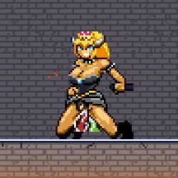 Rule 34 | 1girl, 3boys, animated, animated gif, bouncing breasts, bowsette, breasts, cajun spicy entertainment, clothed sex, double penetration, girl on top, group sex, handjob, lowres, mario (series), multiple boys, new super mario bros. u deluxe, nintendo, pixel art, sex