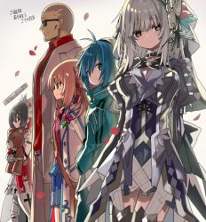 Rule 34 | 10s, 2boys, 3girls, ahoge, anchor (clockwork planet), black dress, blunt bangs, blush, breasts, clockwork planet, cowboy shot, hugging doll, dress, flower, from side, hair between eyes, hair ornament, halter (clockwork planet), hand in pocket, hood, jacket, juliet sleeves, long hair, long sleeves, looking at viewer, looking away, looking to the side, marie bell breguet, medium breasts, miura naoto, multiple boys, multiple girls, necktie, hugging object, open clothes, open jacket, petals, profile, puffy sleeves, red necktie, ryuzu (clockwork planet), shino (eefy), short hair, shorts, smile, stuffed animal, stuffed toy, suit jacket, sunglasses, teddy bear, thighhighs, twintails, white dress