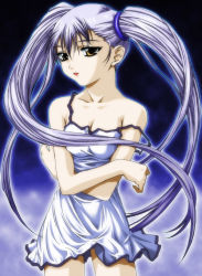 Rule 34 | 1990s (style), bare shoulders, dress, hoshino ruri, kidou senkan nadesico, kidou senkan nadesico - prince of darkness, lipstick, long hair, makeup, retro artstyle, solo, twintails, undressing