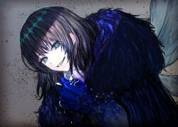 Rule 34 | 1boy, arthropod boy, arthropod limbs, black hair, blue eyes, cape, clenched hand, cloak, crown, diamond hairband, dragonfly wings, fate/grand order, fate (series), fur-trimmed cape, fur-trimmed cloak, fur trim, highres, insect wings, looking at viewer, male focus, medium hair, oberon (fate), oberon (third ascension) (fate), official alternate hair color, smile, solo, waterstaring, wings