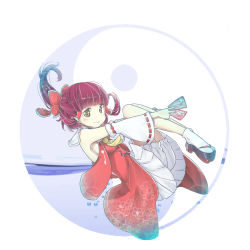 Rule 34 | 1girl, alternate eye color, backless dress, backless outfit, bare legs, bare shoulders, bloomers, blunt bangs, bow, brown hair, buta (rennto3), detached sleeves, dress, full body, hair bow, hair tubes, hakurei reimu, nontraditional miko, ofuda, ponytail, red dress, sandals, short dress, sidelocks, solo, tabi, touhou, underwear, yellow eyes, zouri