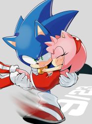 Rule 34 | 1boy, 1girl, amy rose, animal nose, carrying, dated, dress, furry, furry female, furry male, gloves, green eyes, hairband, happy, hug, posojo123, princess carry, red dress, red footwear, red hairband, running, shoes, sonic (series), sonic the hedgehog