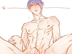 10s 2boys abs anal blush censored cum cum_on_body looking_at_viewer male_focus male_penetrated multiple_boys muscular nude pectorals pov sex straddling tokyo_ghoul tsukiyama_shuu yaoi