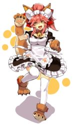 Rule 34 | &gt;:d, 1girl, :d, alternate costume, animal ears, animal hands, apron, bell, blush, breasts, collar, enmaided, fang, fate/grand order, fate (series), fox ears, fox tail, full body, gloves, hair ribbon, long hair, looking at viewer, maid, maid apron, maid headdress, medium breasts, neck bell, open mouth, paw gloves, paw shoes, pink hair, ponytail, puffy short sleeves, puffy sleeves, red ribbon, ribbon, scottie (phantom2), short sleeves, smile, solo, standing, tail, tamamo (fate), tamamo cat (fate), tamamo cat (second ascension) (fate), tamamo no mae (fate/extra), thighhighs, v-shaped eyebrows, white thighhighs, yellow eyes