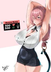 1girl armpit_crease armpits black_bra black_panties bra breasts cleavage glasses large_breasts madsdross mature_female office_lady open_clothes open_shirt panties pink_eyes pink_hair thick_thighs thighs tsukishiro_yanagi underwear wide_hips zenless_zone_zero