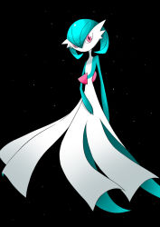Rule 34 | 1girl, alternate color, arm at side, black background, blue hair, blue skin, bob cut, colored skin, creatures (company), female focus, flat chest, full body, game freak, gardevoir, gen 3 pokemon, hair between eyes, highres, looking at viewer, multicolored skin, nintendo, no mouth, pokemon, pokemon (creature), red eyes, rve, shiny pokemon, short hair, simple background, solo, standing, two-tone skin, white skin