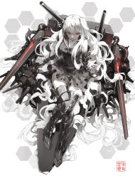 Rule 34 | 10s, 1girl, abyssal ship, aircraft carrier oni, aircraft carrier princess, arm support, armor, armored boots, bare shoulders, black dress, boots, breasts, cleavage, dress, gauntlets, kantai collection, long hair, machinery, neckerchief, nine (liuyuhao1992), one side up, pale skin, red eyes, sailor collar, sailor dress, short dress, sitting, small breasts, solo, thigh boots, thighhighs, very long hair, white hair, zettai ryouiki