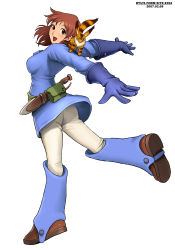Rule 34 | 1980s (style), 1girl, animal, animal on shoulder, arms behind back, artist name, ass, belt, belt pouch, boots, brown eyes, brown hair, dagger, dated, full body, gloves, kaze no tani no nausicaa, knife, long sleeves, looking at viewer, nausicaa, oldschool, outstretched arms, pantyhose, pouch, retro artstyle, ryu (ryu&#039;s form site), sheath, sheathed, short hair, simple background, solo, spread arms, standing, studio ghibli, sword, teto (nausicaa), weapon, white background