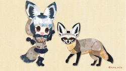 Rule 34 | animal ears, bat-eared fox (kemono friends), gloves, kemono friends, kemono friends 2, kemono friends 3, kikuchi milo, necktie, school uniform, shirt, skirt, tail