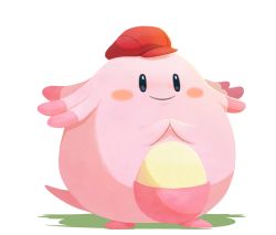Rule 34 | artist request, blue eyes, blush, blush stickers, cabbie hat, chansey, closed mouth, clothed pokemon, creatures (company), egg, full body, game freak, gen 1 pokemon, hands up, happy, hat, nintendo, no humans, official art, own hands together, pokemon, pokemon (creature), pokemon cafe remix, red hat, simple background, smile, solo, standing, transparent background