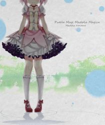 Rule 34 | 10s, 1girl, character name, choker, clothes lift, collarbone, copyright name, crying, frown, gendo0032, gendo0033, gloves, highres, kaname madoka, looking at viewer, magical girl, mahou shoujo madoka magica, mahou shoujo madoka magica (anime), mary janes, out of frame, pink hair, shoes, skirt, skirt lift, socks, solo, streaming tears, tears, white gloves, white socks