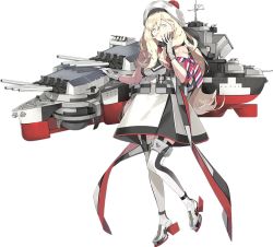 Rule 34 | 10s, akira (kadokawa), armband, bare shoulders, beret, blonde hair, full body, garter straps, gloves, grey eyes, hand to own mouth, hat, kantai collection, long hair, looking at viewer, mole, mole under eye, official art, richelieu (kancolle), rigging, rudder footwear, solo, thighhighs, third-party source, transparent background, wavy hair, zettai ryouiki