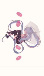 Rule 34 | 1girl, arin (fanfan013), bare shoulders, black footwear, black skirt, black sleeves, blue eyes, blue hair, boots, commentary request, detached sleeves, doughnut, eyelashes, falling, food, from behind, full body, grey shirt, hatsune miku, highres, holding, holding umbrella, long hair, long sleeves, looking at viewer, looking back, miniskirt, number tattoo, pleated skirt, shirt, shoulder tattoo, simple background, skirt, sleeveless, sleeveless shirt, solo, sprinkles, tattoo, tearing up, thigh boots, transparent, transparent umbrella, twintails, umbrella, very long hair, vocaloid, yellow background