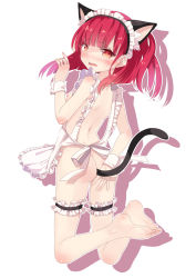Rule 34 | 1girl, anal, anal object insertion, anal tail, animal ears, apron, ass, back, bad id, bad pixiv id, bare shoulders, barefoot, blush, breasts, butt plug, cat ears, cat tail, fake tail, feet, heart, heart-shaped pupils, highres, bridal garter, long hair, looking at viewer, magi the labyrinth of magic, morgiana, mvv, naked apron, object insertion, outline, rancy, red eyes, red hair, sex toy, soles, solo, symbol-shaped pupils, tail, toes, wrist cuffs