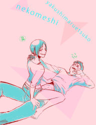 Rule 34 | 1boy, 1girl, :p, abs, barefoot, bertolt hoover, blush, clothes lift, femdom, flying sweatdrops, freckles, hair ornament, hairclip, lying, naughty face, on back, open mouth, shingeki no kyojin, shirt lift, short hair, shorts, sitting, sitting on person, tongue, tongue out, ymir (shingeki no kyojin)