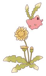 Rule 34 | animal focus, blush stickers, closed mouth, creatures (company), flower, flying, game freak, gen 2 pokemon, hoppip, leaf, nintendo, no humans, pokemon, pokemon (creature), satsumapotato, simple background, solo, white background, white eyes, yellow flower