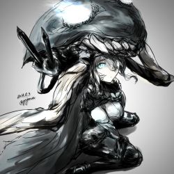 Rule 34 | 10s, 1girl, abyssal ship, blue eyes, bodysuit, breasts, cape, gloves, glowing, glowing eyes, gojarun, gradient background, hat, headgear, kantai collection, long hair, looking at viewer, pale skin, silver hair, solo, teeth, tentacles, wo-class aircraft carrier