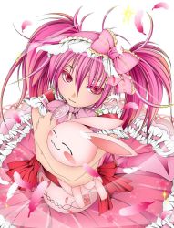 Rule 34 | @games, bow, rabbit, dress, feathers, frills, nagatsuki kouki, pink eyes, pink hair, rosy cheeks, short twintails, twintails