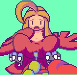 Rule 34 | 2girls, ahoge, anal beads, animated, animated gif, bird legs, bird tail, blonde hair, cloaca, commentary request, feathered wings, feathers, female pov, green background, harpy, harpy (akai), huge ahoge, long hair, lowres, monster girl, multiple girls, object insertion, open mouth, original, pixel art, pov, red feathers, red wings, sex toy, simple background, tail, talons, uncensored, winged arms, wings