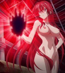 Rule 34 | 10s, 1girl, breasts, censored, convenient censoring, demon girl, high school dxd, highres, large breasts, long hair, nude, red hair, rias gremory, screencap, solo, standing, very long hair