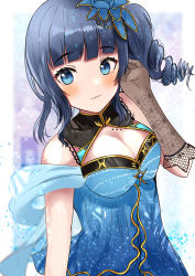 Rule 34 | 1girl, absurdres, alternate hairstyle, artist name, artist request, asaka karin, bare shoulders, black gloves, blue detached collar, blue dress, blue eyes, blue flower, blue hair, blue skirt, blush, bracelet, breasts, celebrity in blue (love live!), cleavage, cleavage cutout, clothing cutout, collarbone, collared dress, dark blue hair, dress, drill hair, female focus, flower, frilled dress, frilled skirt, frills, gloves, hair flower, hair ornament, highres, jewelry, lace, lace-trimmed gloves, lace trim, long hair, looking at viewer, love live!, love live! nijigasaki high school idol club, love live! school idol festival, love live! school idol festival all stars, medium breasts, miniskirt, mole, mole on body, mole on breast, parted lips, pearl bracelet, plaid, plaid dress, plaid skirt, playing with own hair, pleated, pleated dress, pleated skirt, short hair, side ponytail, skirt, sleeveless, sleeveless dress, smile, solo, sparkle, sunya (honorin-yuunibo), sunya (honorin megumin), sunya (pixiv17390904)