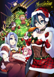Rule 34 | &gt;:d, 6+girls, :d, :o, abs, ahoge, akebono (kancolle), amagiri (kancolle), animal costume, antlers, bandaid, bandaid on face, bell, black hair, blue eyes, blue hair, bow, breasts, cake, cannon, chibi, choker, christmas tree, cleavage, commentary request, crab, eating, fang, fingerless gloves, food, fur-trimmed gloves, fur-trimmed skirt, fur trim, gift bag, glasses, gloves, hair bell, hair ornament, hat, holding, holding cake, holding food, horns, kantai collection, light brown hair, merry christmas, mittens, multiple girls, o o, oboro (kancolle), open mouth, over shoulder, pantyhose, pink eyes, pink hair, plaid, purple hair, rabbit, rabbit hair ornament, reindeer antlers, reindeer costume, sagiri (kancolle), santa costume, santa hat, sazanami (kancolle), silver hair, sitting, skirt, smile, sumeragi hamao, suspenders, torpedo tubes, turkey (food), turret, ushio (kancolle), v-shaped eyebrows