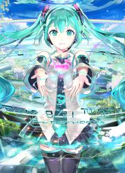Rule 34 | 10s, 119, 1girl, 2016, aqua eyes, aqua hair, artist name, birthday, black thighhighs, boots, character name, commentary request, dated, detached sleeves, hatsune miku, headset, heart, highres, long hair, looking at viewer, nail polish, necktie, shirt, skirt, sleeveless, sleeveless shirt, solo, thigh boots, thighhighs, twintails, very long hair, vocaloid