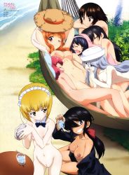 Rule 34 | 10s, 6+girls, :d, beach, black hair, blonde hair, bow, bowtie, breasts, brown eyes, brown hair, cleft of venus, completely nude, cutlass (girls und panzer), day, flint (girls und panzer), girls und panzer, glass, grass, grey eyes, grey hair, hair ribbon, hairband, hammock, hat, head on arm, highres, holding, ice, ice cube, isuzu hana, large breasts, legs, long hair, lying, maid headdress, multiple girls, murakami (girls und panzer), navel, nipples, nude, nude filter, ogin (girls und panzer), on back, on side, one eye closed, one eye covered, open clothes, open mouth, open shirt, orange hair, outdoors, palm tree, pussy, red hair, reizei mako, resting, ribbon, rum (girls und panzer), sailor hat, sand, shaker, shore, short hair, sleeping, small breasts, smile, straw, sun hat, table, takebe saori, third-party edit, tree, underboob, water, whispering, yellow eyes, yoshida nobuyoshi
