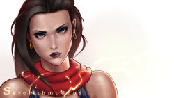 Rule 34 | 1girl, absurdres, bare shoulders, battle tendency, black hair, blue dress, blue eyes, closed mouth, commentary request, dress, earrings, highres, jewelry, jojo no kimyou na bouken, lips, lisa lisa, long hair, mature female, portrait, red scarf, scarf, serelith, solo