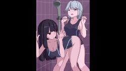 Rule 34 | 2girls, animated, competition swimsuit, futa with female, futanari, highres, looping animation, multiple girls, one-piece swimsuit, pixel art, sex, shiwa kou, shower (place), sound, swimsuit, tagme, vaginal, video