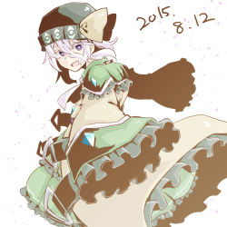 Rule 34 | 1girl, adapted costume, blue eyes, bow, frills, hat, hat bow, komeiji koishi, long sleeves, open mouth, short hair, solo, the maa, touhou, white hair, wide sleeves