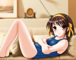 Rule 34 | 00s, barefoot, neopure, one-piece swimsuit, school swimsuit, solo, suzumiya haruhi, suzumiya haruhi no yuuutsu, swimsuit