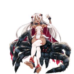 Rule 34 | 00s, 1girl, action taimanin, anemone (taimanin asagi), asanagi, bare legs, barefoot, black panties, breasts, bridal gauntlets, bug, cape, curvy, dark skin, fangs, female focus, lilith-soft, long hair, monster girl, multiple eyes, open mouth, panties, pelvic curtain, pointy ears, red eyes, shiny skin, side-tie panties, sitting on creature, small breasts, smile, spider, taimanin (series), taimanin asagi, taimanin rpgx, thighhighs, thong, underwear, very long hair, white hair, white thighhighs