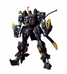 Rule 34 | banpresto, full body, mecha, no humans, official art, robot, simple background, solo, standing, super robot wars, super robot wars the lord of elemental, svend delz, weapon, white background