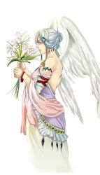 Rule 34 | 1girl, ancient greek clothes, angel, angel wings, chiton, christianity, flower, gabriel (angel), greco-roman clothes, himation, mythology, peplos, profile, sado (sadolabo), simple background, solo, tattoo, the bible, toga, white background, wings