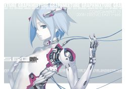 Rule 34 | 1girl, android, blue eyes, blue hair, cable, female focus, flat chest, matching hair/eyes, mechanical parts, nagi ryou, original, pale skin, s.e.c 05 mixture graph, short hair, solo