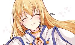 Rule 34 | 1girl, blonde hair, blush, choker, colette brunel, closed eyes, long hair, naho (pi988y), simple background, smile, solo, tales of (series), tales of symphonia, white background