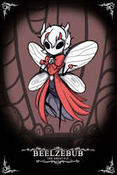 Rule 34 | 1girl, absurdres, artist name, beelzebub (helltaker), bow, bowtie, bug, character name, commentary, dated, dress, hair between eyes, hands up, helltaker, highres, hollow, hollow knight, horns, bug, arthropod girl, insect wings, looking at viewer, monster girl, short hair, signature, solo, standing, standing on one leg, taphris, white hair, white horns, wings