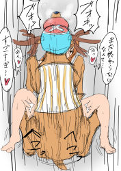 Rule 34 | 1boy, 1girl, absurdres, ass, barefoot, bestiality, brown eyes, brown hair, from above, full body, heart, highres, iwao178, japanese text, long hair, looking at viewer, missionary, nami (one piece), one piece, sex, speech bubble, speed lines, spoken heart, spread legs, text focus, tony tony chopper, translation request