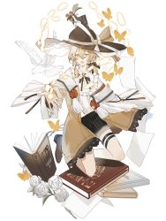 Rule 34 | 1boy, blonde hair, blouse, braid, coat, collared shirt, food fantasy, full body, hair between eyes, hat, highres, layered clothes, looking at viewer, male focus, mont blanc (food fantasy), official art, padded coat, pale skin, pointy ears, second-party source, shirt, shorts, side braid, solo, striped clothes, striped shorts, thigh strap, transparent background, white shirt, wizard, wizard hat, yellow eyes