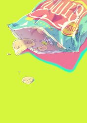 Rule 34 | androgynous, bag of chips, chips (food), chisuke, food, gender request, lying, on back, original, yellow background