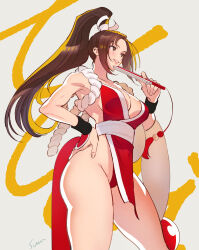 Rule 34 | 1girl, artist request, breasts, fatal fury, highres, large breasts, long hair, ponytail, shiranui mai, solo, tagme