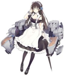 Rule 34 | 1girl, apron, azur lane, black footwear, black pantyhose, blue eyes, blue ribbon, blush, breasts, brown hair, cannon, cleavage cutout, closed umbrella, clothing cutout, detached sleeves, dress, foot up, frills, full body, hair ornament, hand on own hip, hand on own face, holding, holding umbrella, jewelry, juliet sleeves, long hair, long sleeves, looking at viewer, lpip, machinery, maid, maid headdress, medium breasts, newcastle (azur lane), official art, open mouth, pantyhose, puffy sleeves, remodel (azur lane), ribbon, rigging, shoes, short sleeves, sidelocks, smile, solo, standing, standing on one leg, transparent background, turret, two side up, umbrella