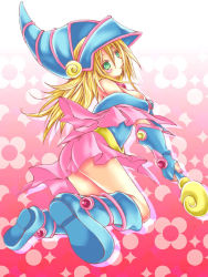 Rule 34 | 1girl, blue footwear, boots, dark magician girl, duel monster, hat, solo, umitsuki kouna, wizard hat, yu-gi-oh!, yuu-gi-ou, yu-gi-oh! duel monsters