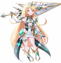 Rule 34 | aegis sword (xenoblade), aged down, blonde hair, child, flat chest, highres, juneplums, mythra (xenoblade), xenoblade chronicles (series), xenoblade chronicles 2, yellow eyes