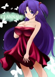 Rule 34 | 00s, absurdres, blue eyes, blue hair, bug, butterfly, clannad, dress, highres, ichinose kotomi, insect, long hair, renton, solo, twintails, two side up