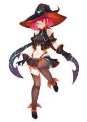 Rule 34 | alternate costume, hat, highres, pyra (xenoblade), red eyes, red hair, simple background, spiffydc, white background, witch, witch hat, xenoblade chronicles (series), xenoblade chronicles 2