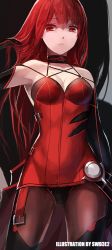 Rule 34 | 1girl, artist name, bad id, bad pixiv id, black gloves, breasts, cleavage, crimson avenger (elsword), elbow gloves, elesis (elsword), elsword, gloves, long hair, looking at viewer, pantyhose, red eyes, red hair, sketch, solo, swd3e2, thighhighs