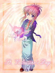 Rule 34 | 00s, chikage (sister princess), masakichi (crossroad), purple hair, simple background, sister princess, solo, valentine, wings