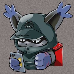 Rule 34 | 1other, blacktailmon uver., cat, cellphone, digimon, digimon (creature), hood, other focus, phone, smartphone, solo